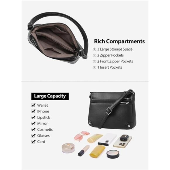 Crossbody Bags for Women, Medium Size Shoulder Handbags, Satchel - Picture 5 of 7